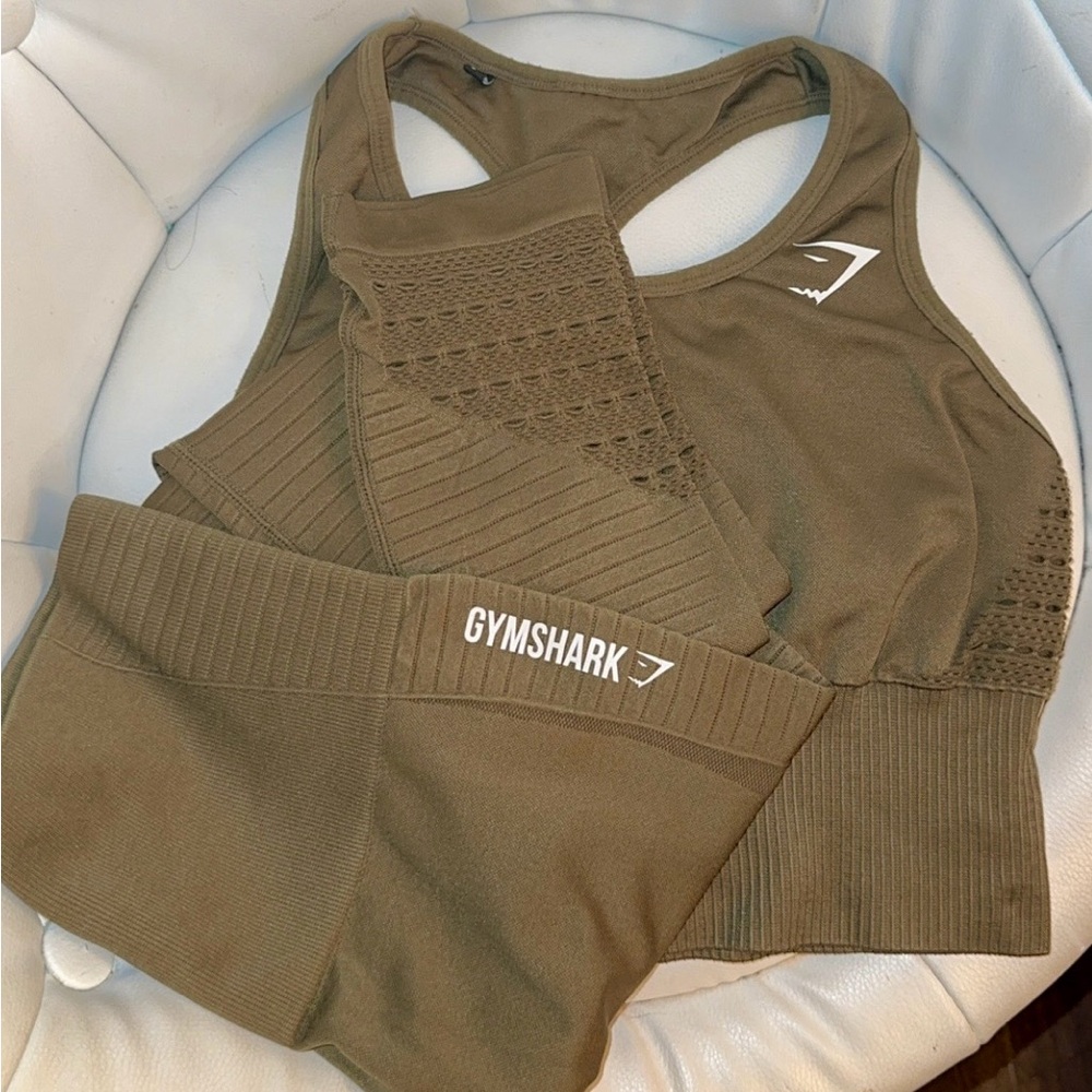 Gymshark Energy Olive Green Women's Sports Bra and Leggings Set